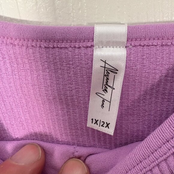 Alexander Jane Lavender Ribbed Scoop Neck Crop Tank Top 1X/2X — Plus Size - Picture 2 of 2